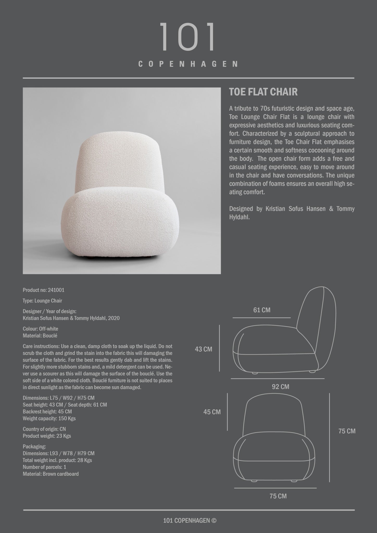 101 Copenhagen - Toe Chair, Flat - Off White (CPH 900) - Lounge Chair