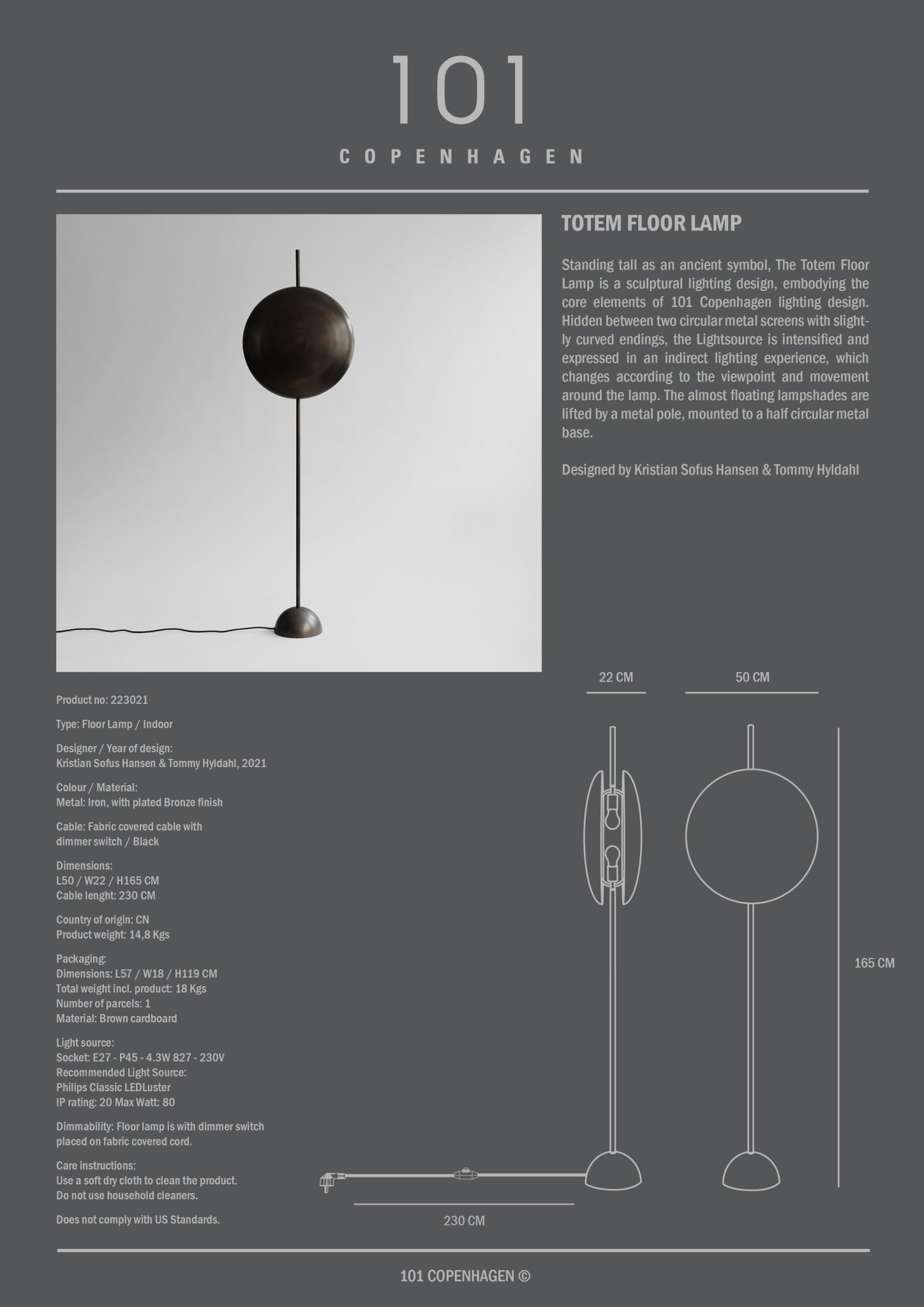101 Copenhagen - Totem Floor Lamp - Bronze - Floor Lamp