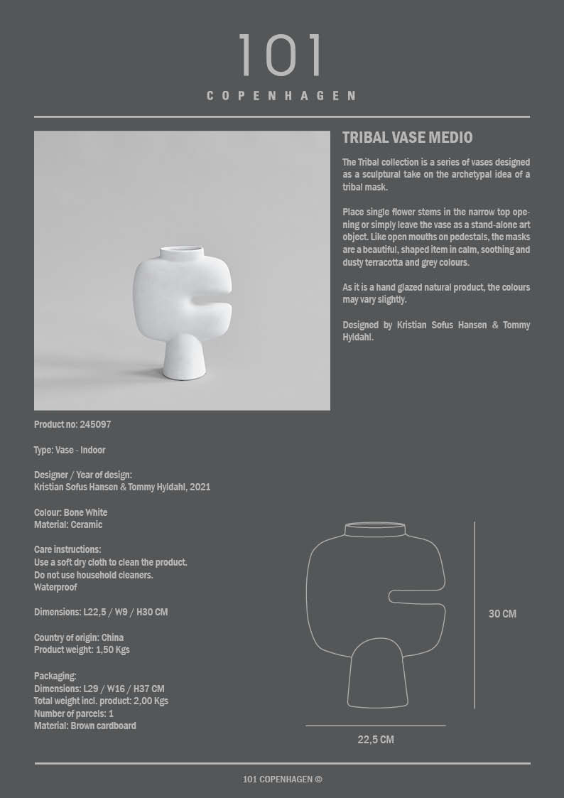 101 Copenhagen - Tribal Vase, Medio - Bone White - Vase