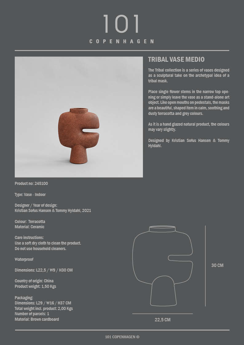 101 Copenhagen - Tribal Vase, Medio - Terracotta - Vase