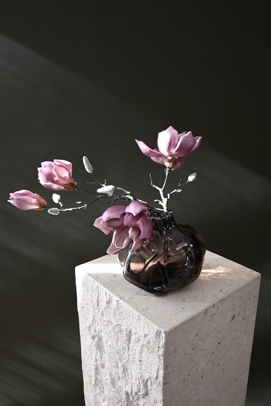 101 Copenhagen Wabi vase mini with magnolia on a Limestone Podium