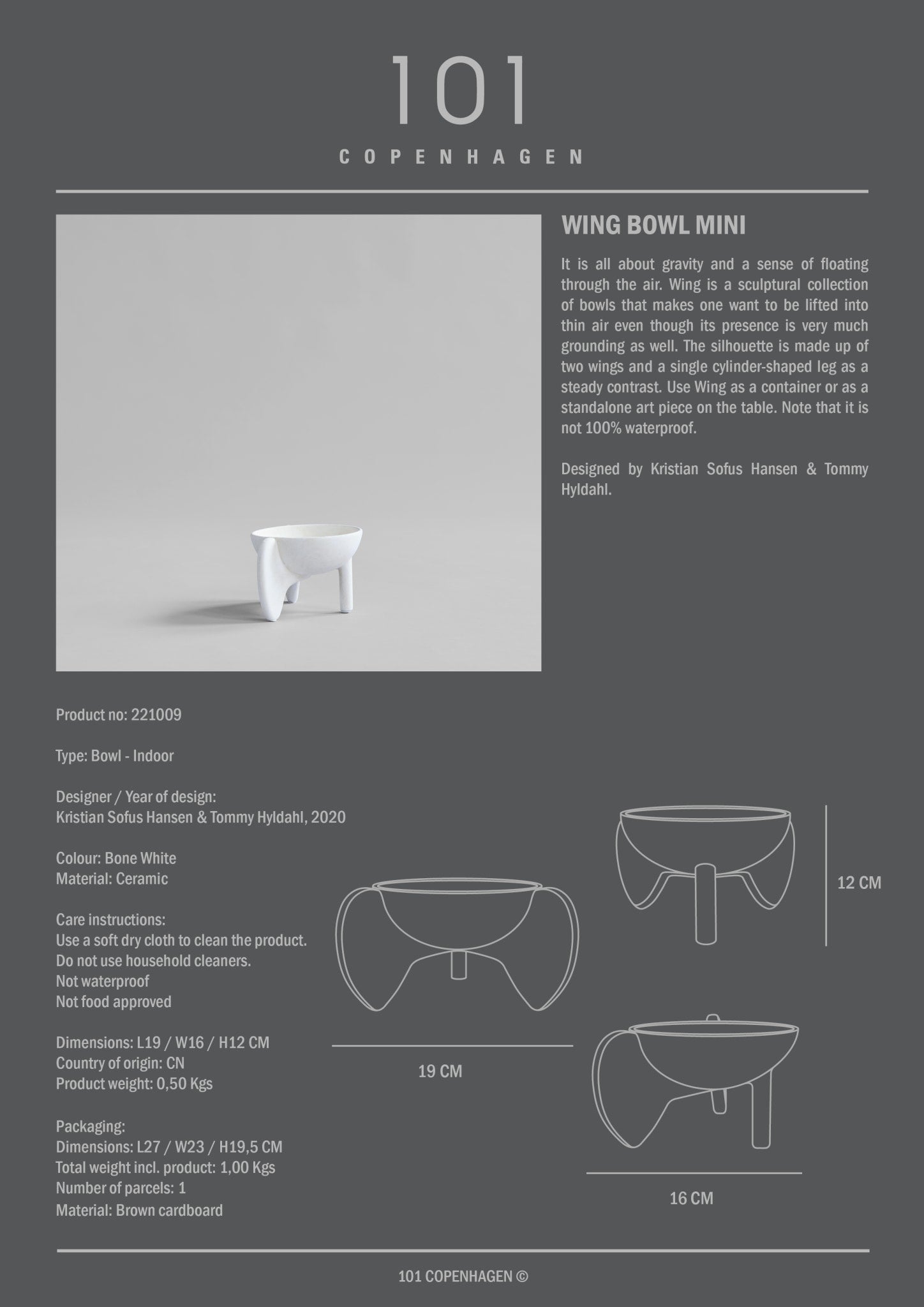 101 Copenhagen - Wing Bowl, Mini - Bone White - Decorative Bowls