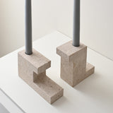 101 Copenhagen - Brick Candle Holder, Tall - Limestone - Candle Holders