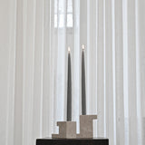 Brick Candle Holder, Low - Limestone