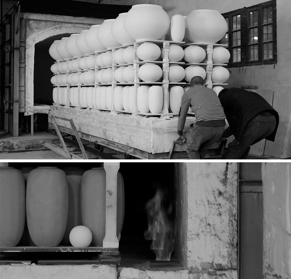 large load of 101 Copenhagen ceramics are rolled into the kiln furnish