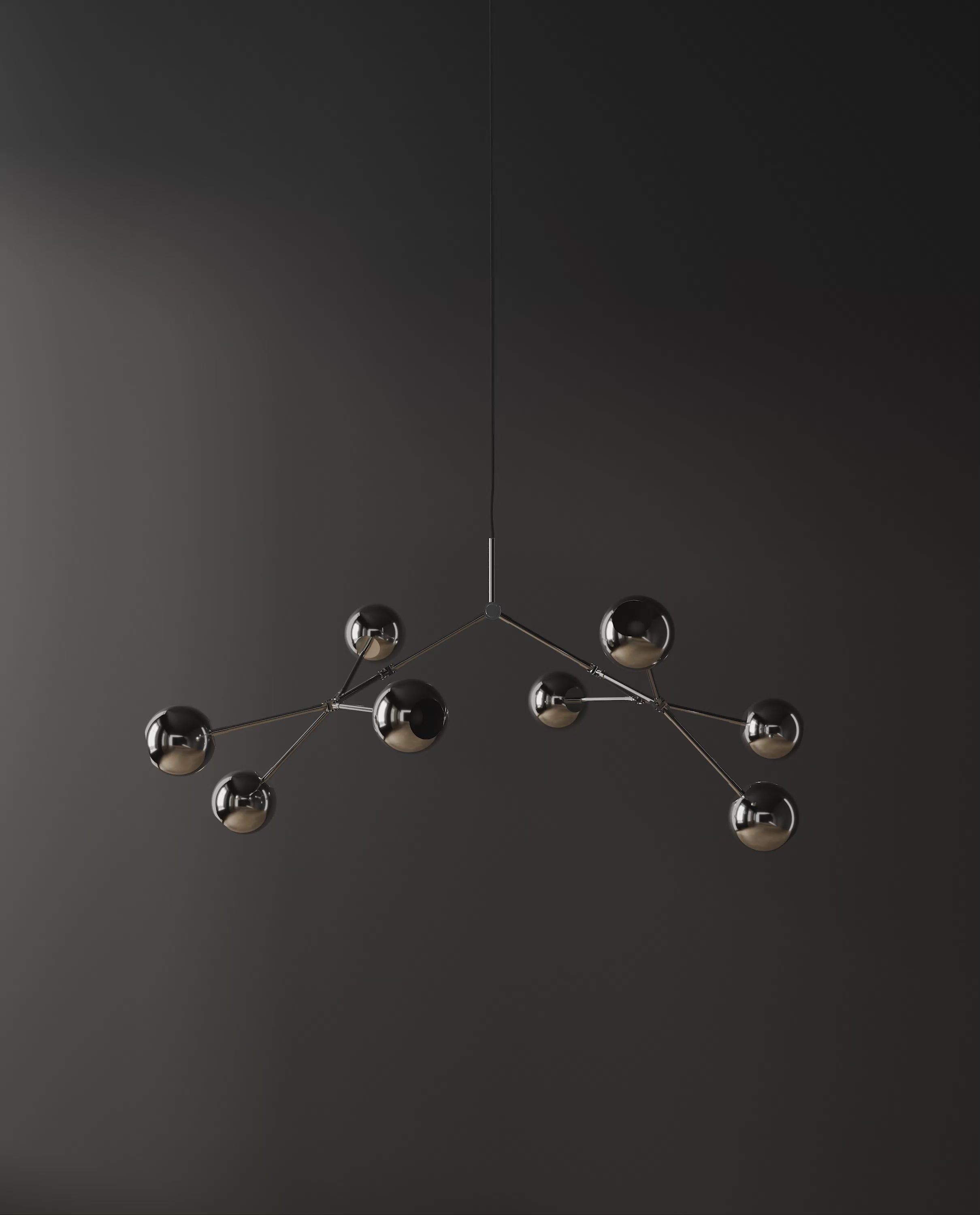 101 Copenhagen Drop Globe chandelier - Chrome Mini turned on and off