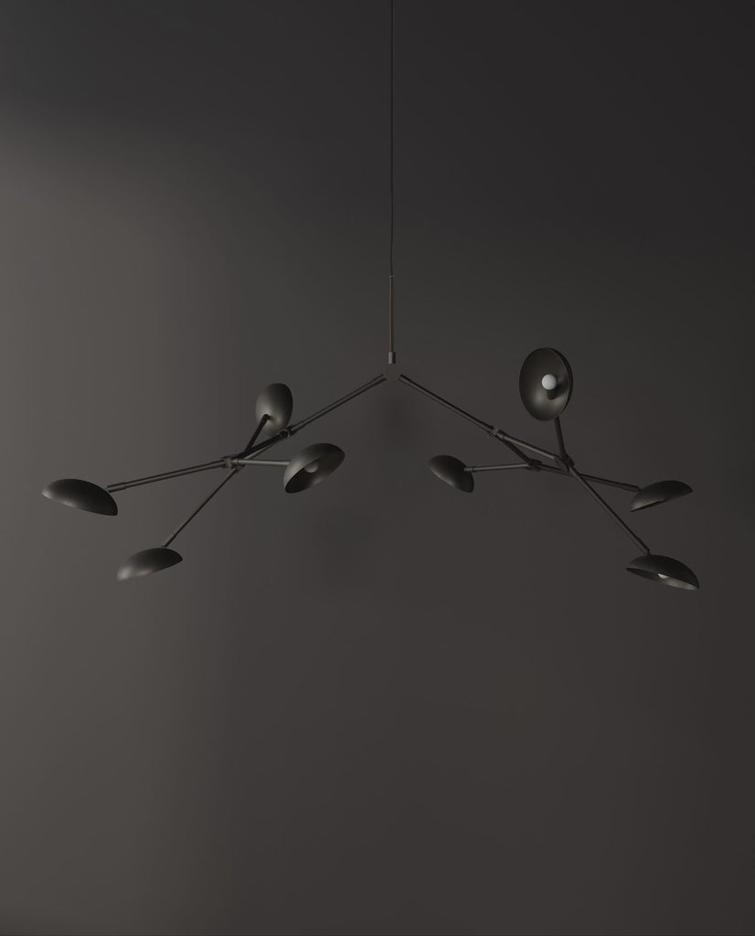 101 Copenhagen Drop Chandelier - Bronze turned on and off