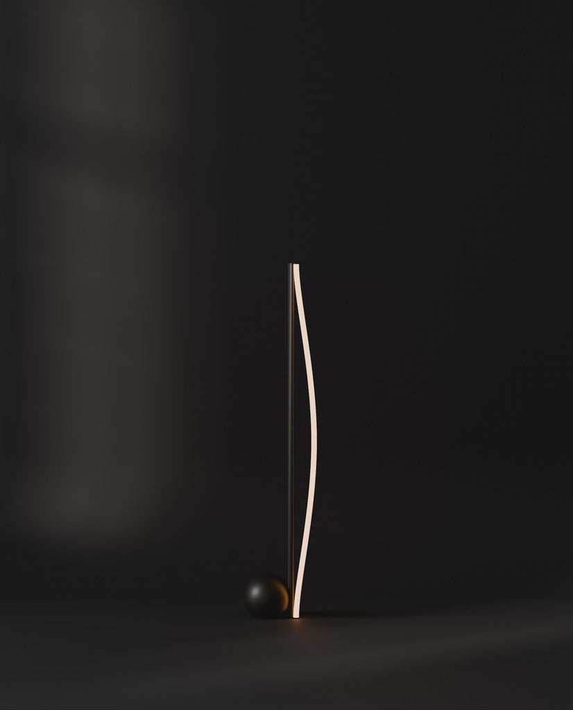 101 Copenhagen Bow floor Lamp turned on and off