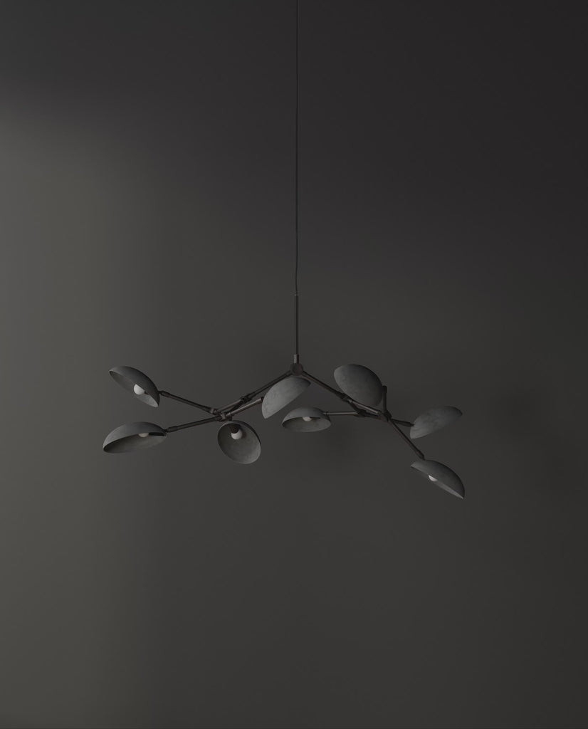 101 Copenhagen Drop Chandelier Mini - oxidized turned on and off