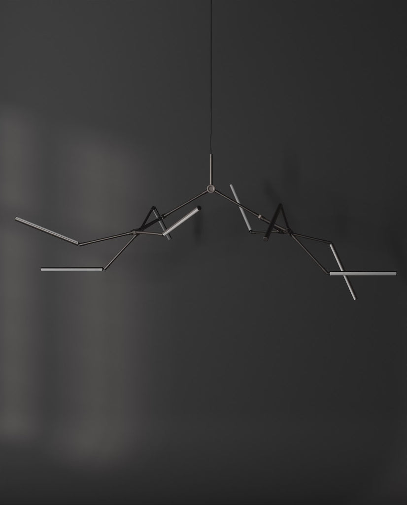 101 Copenhagen Stick chandelier Bronze turned on and off