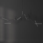 101 Copenhagen Stick chandelier Chrome turned on and off