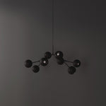 101 Copenhagen Drop Globe Chandelier -  Burned Black Mini turned on and off