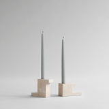 Brick Candle Holder, Low - Limestone